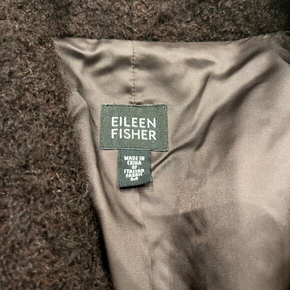 Eileen Fisher Boucle Knit Wool Jacket Sz M Brown Lagenlook Casual Prepy Career - Picture 3 of 7